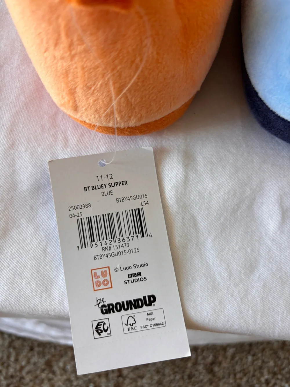 Bluey and Bingo plush slippers- little kid size 11/12 NEW